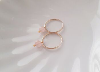 Boucles d'oreilles en or rempli de perles de quartz rose 6