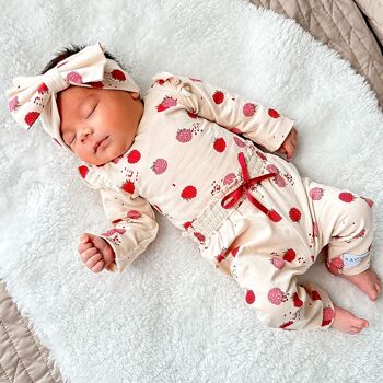 Bandeau bébé avec noeud Bella framboises | mai mai 2