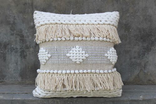 Natural & White Handwoven Cushion Cover