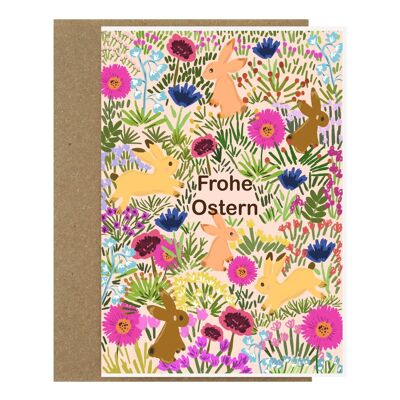 Campo de flores de primavera | tarjeta de pascua
