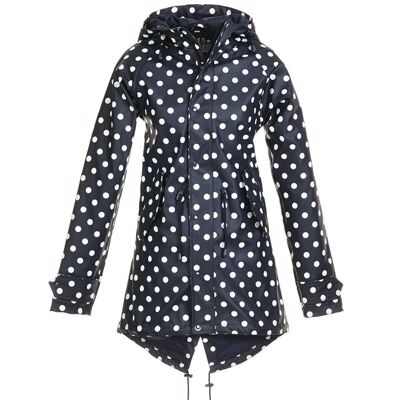 Raincoat 100% waterproof - navy with dots