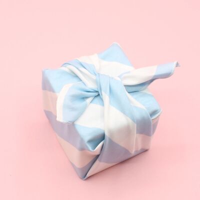 Emballage Cadeau Furoshiki bleu rayures blanches