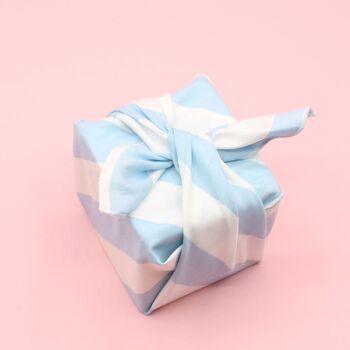 Emballage Cadeau Furoshiki bleu rayures blanches
