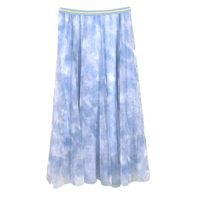 Falda a capas de tul en tie dye azul cielo, Pequeña (8-10)