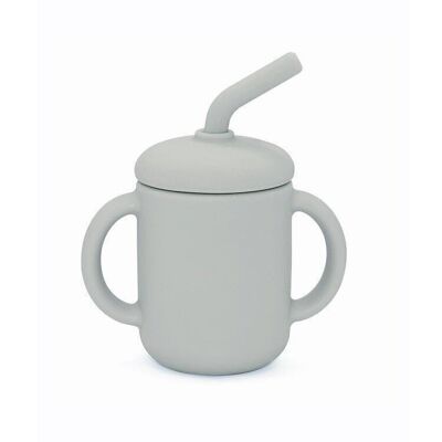 Silicone cup with straw grey