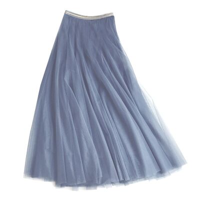 Tulle layer skirt in denim blue, Small (8-10)