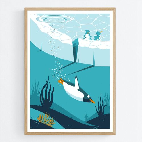 Poster Duikende Pinguïn