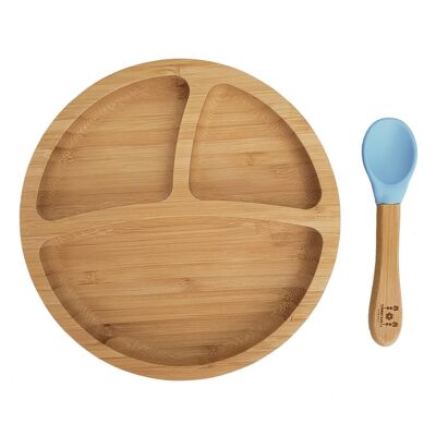 Vaisselle enfant bambou ronde pierre bleue