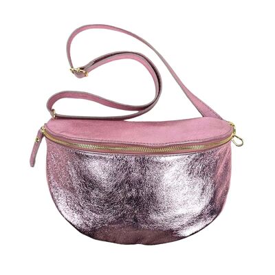 Large Metallic Italian Leather Belt Bag for Women.