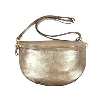 Grand sac ceinture en cuir italien métallisé pour femme. 14