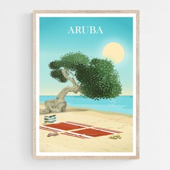 Tableau sur toile Aruba Beach avec Divi Divi Tree 1