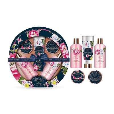 Round Mother's Day bath set with delicate peony scent - 5pcs