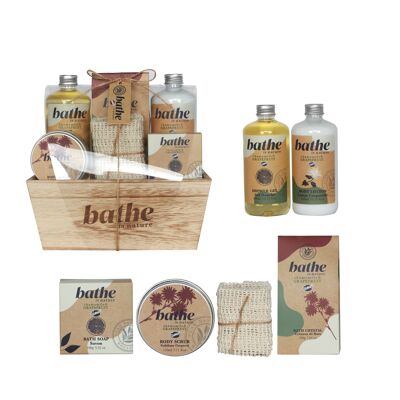 Basket bath set with Chamomile and Grapefruit scent - 6pcs
