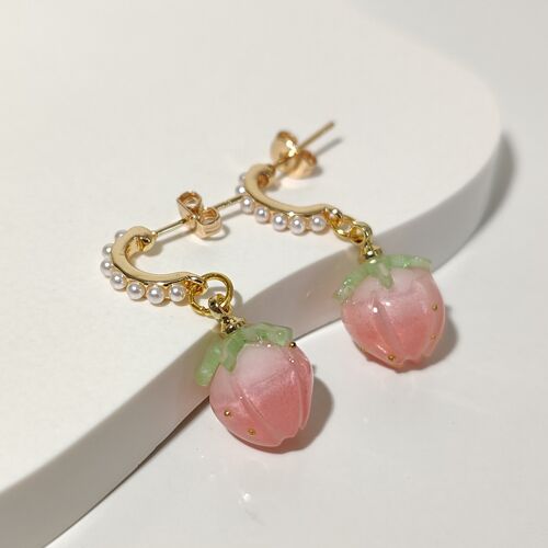 Rose bud earrings with pearl stud | Korea style earrings