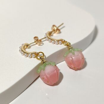 Boucles d'oreilles bouton de rose avec perle | Boucles d'oreilles de style coréen 1