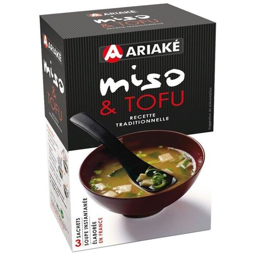Ariaké Soupe miso tofu, 3 sachets de 11 g (pour 3 x 200 ml de soupe)