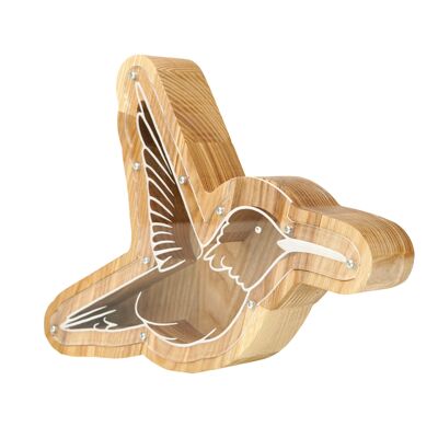 Wooden Piggy Bank Hummingbird