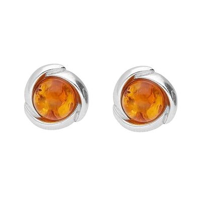 Beautiful Round  Amber Studs