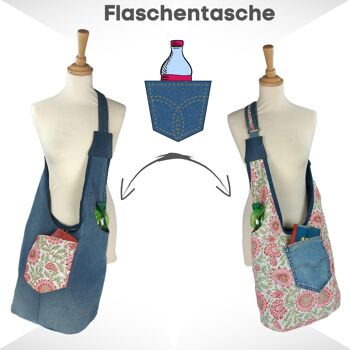 Sac en denim durable Sunsa. Sac bandoulière pouvant se porter des 2 côtés. sac hobo sac à bandoulière bohème 6