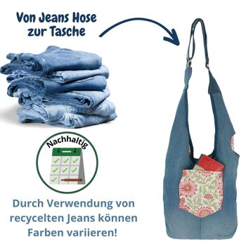 Sac en denim durable Sunsa. Sac bandoulière pouvant se porter des 2 côtés. sac hobo sac à bandoulière bohème 8