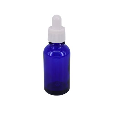Bottiglie di vetro blu cobalto da 30 ml di Nutley con coperchi contagocce bianchi - 150
