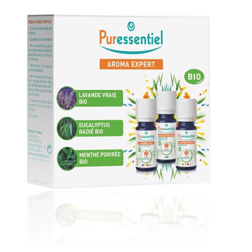 Coffret Huiles Essentielles Bio – Lavande Vraie, Menthe Poivrée et Eucalyptus Radié - lot de 3 x 10 ml