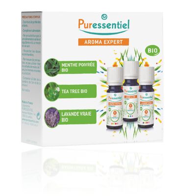 Coffret Huiles Essentielles Bio – Tea Tree, Menthe Poivrée et Lavande Vraie - lot de 3 x 10 ml