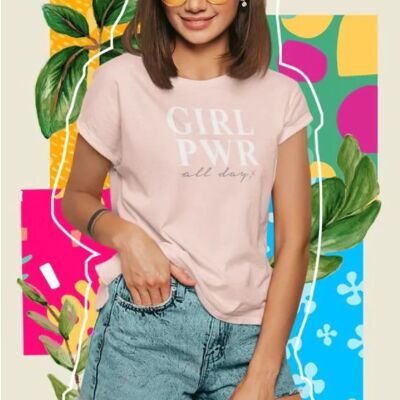 Girl PWR All Day Pink Cotton T Shirt