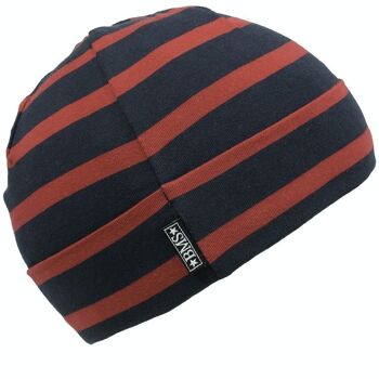 Bonnet coton BIO enfant marine/rouge