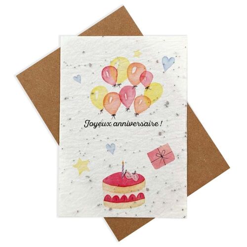 Carte à planter aquarelle anniversaire - Jour de fête