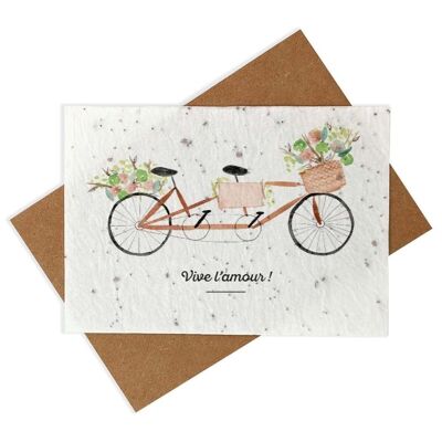 Carte à planter aquarelle mariage - Tandem fleuri