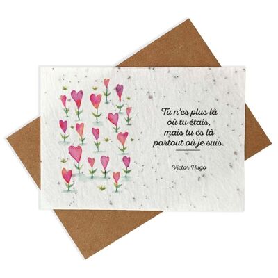 Card to plant watercolor death condolences - Field of hearts