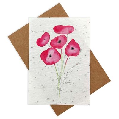 Card to plant watercolor flowers - Pretty poppies