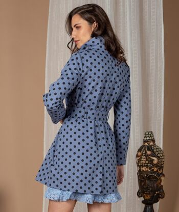 TRENCH COTON BLEU IMPRIMÉ POIS 4