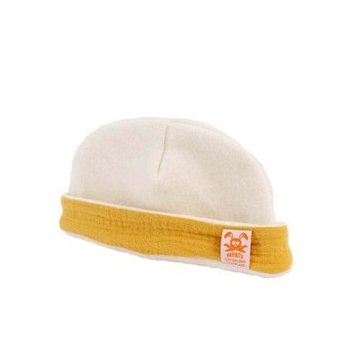 Cappello neonato in cotone biologico bianco e miele