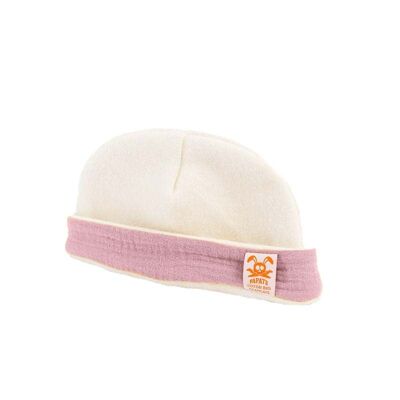 Organic Cotton Newborn Hat White and Pink