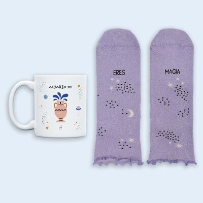 Kit Taza y Calcetines UO Horóscopo Acuario