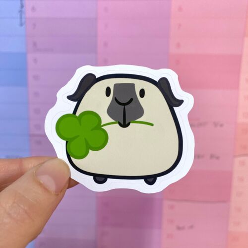 Die Cut Guinea Pig Lucky Shamrock Vinyl Sticker (single)