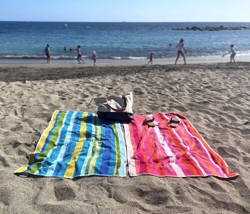 Velour Striped Beach Towel - 100% Cotton