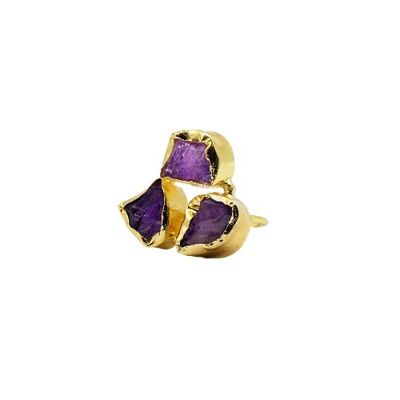 Women's ring, gold, adjustable Amethyst.   Imitation jewelry.  	Weddings, guests.   Hand made.   Imitation jewelry.