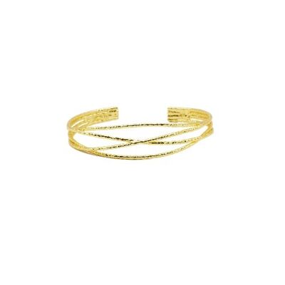 Bracelet, golden bangle. Women's jewelry, trend. Adjustable