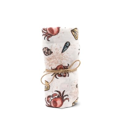 Mousseline coton bio 120x120cm • Sealife