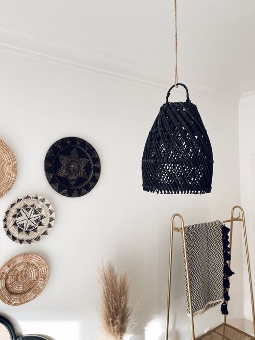 Ayana Rattan Lampshade Black Cross - S