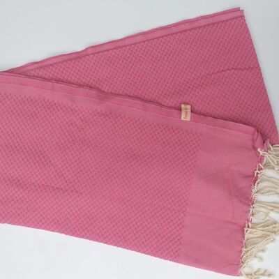 Fouta nid d'abeille rose