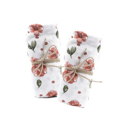 Muslin cloth organic cotton 60x60cm • Vintage Rose • Set of 2 (without bag)