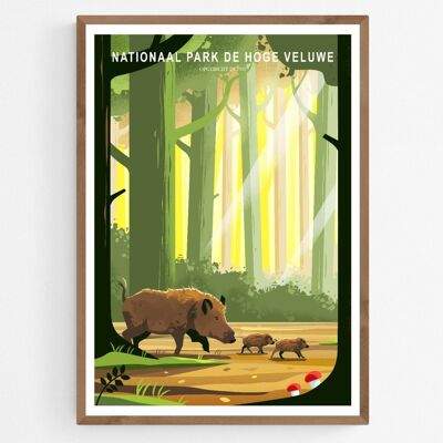 Poster Wilde Zwijnen in Hoge Veluwe Nationaal Park