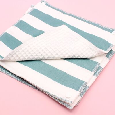 Set of 5 Honeycomb Kitchen Towels with green stripes pattern
