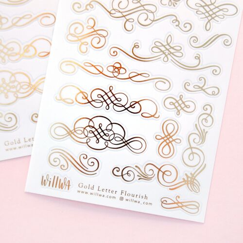 Gold Letter Flourish sticker sheet