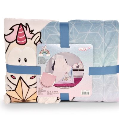 Couverture en peluche licorne Theodor avec habit de neige