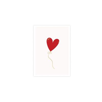 Carte de voeux ballon coeur, icônes d'amour